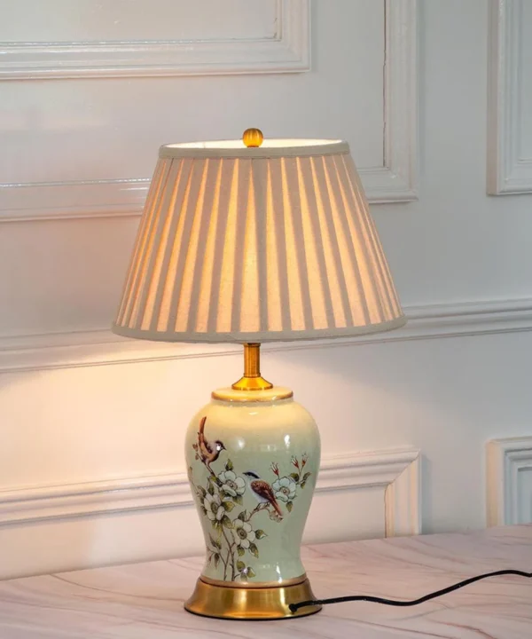 CHIRP FLORAL PATTERN CERAMIC TABLE LAMP SLIM AND FAT